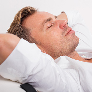 a man sleeping comfortably
